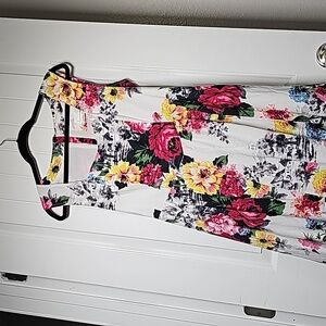 Anthropologie 12P aline, white/floral dress